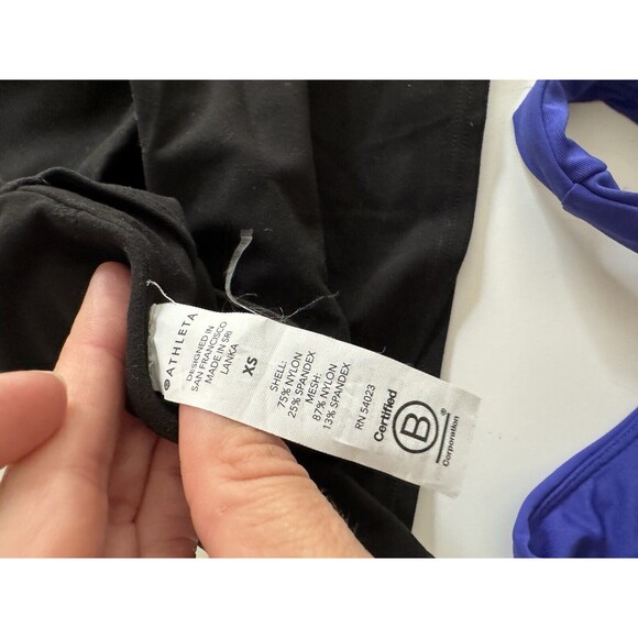 Bundle Of 2 Athleta Racerback Sports Bras, Black, & Blue, Size XS, EUC - Picture 3 of 4